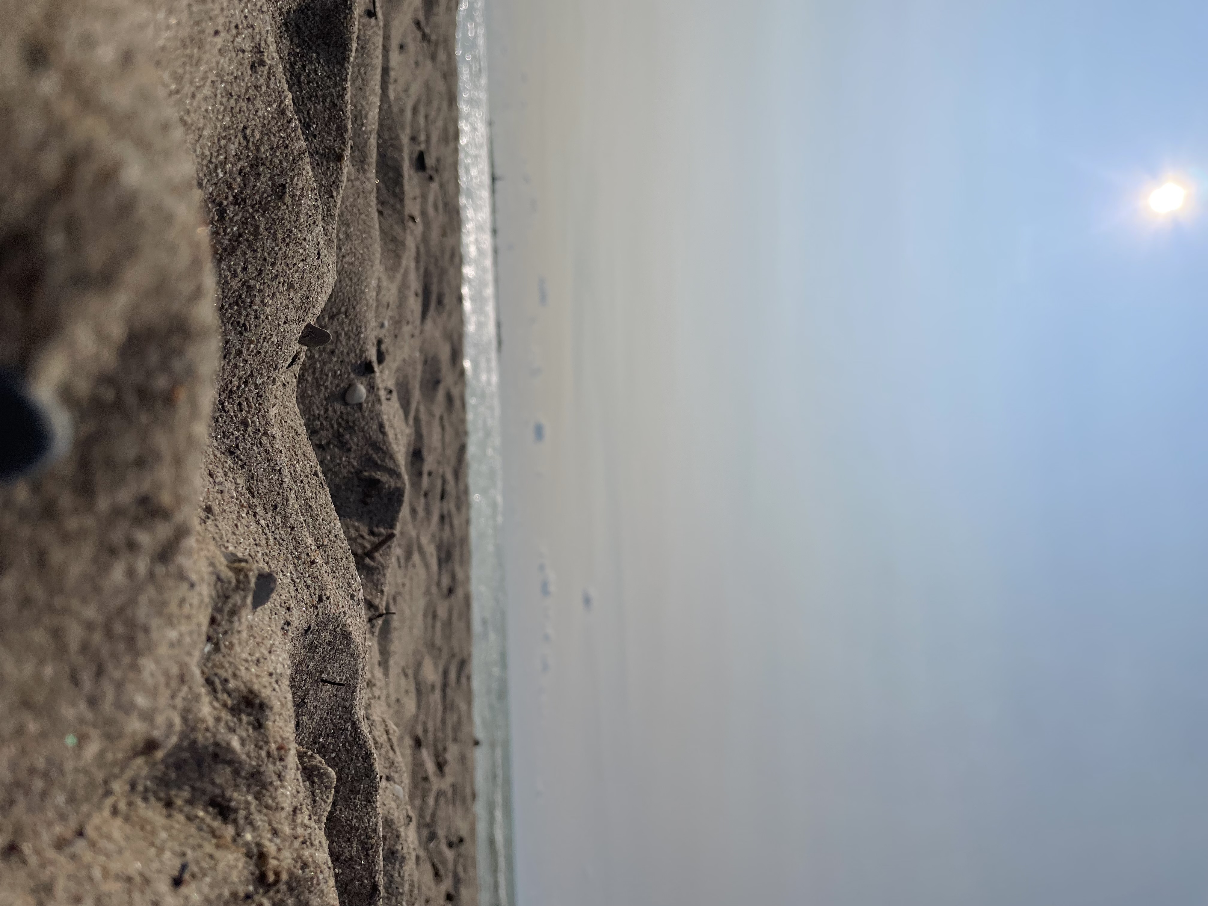 Sandy beach on a sunny day.